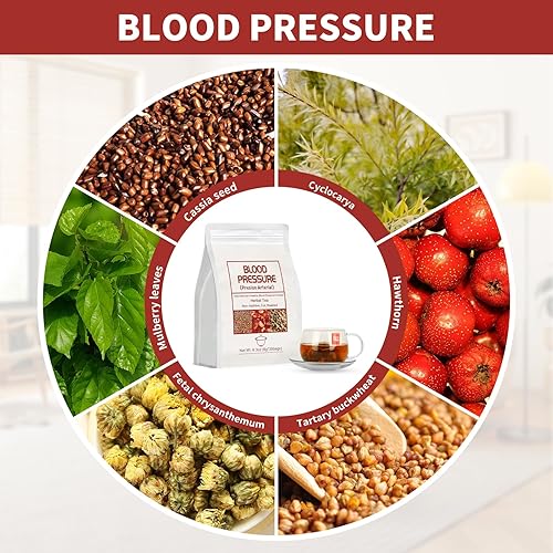 Miniatura 2 de Bolsas de té de presión arterial, té funcional de corazón, 0.21 oz x 30 bolsas de 5.3 onzas de mezcla china natural de té de hierbas, sin gluten,
