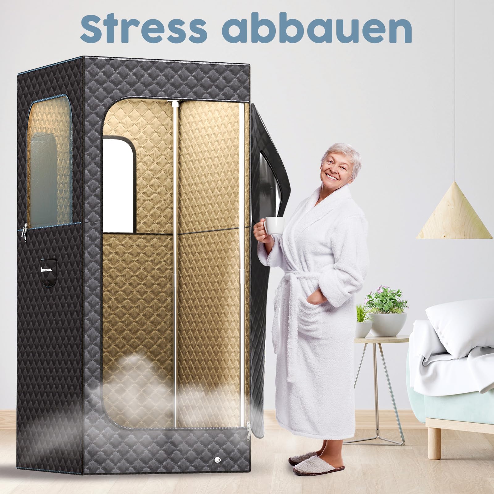 Produktbild von Dampfsauna Für Zuhause - 3L Dampferzeuger, Inkl. Saunastuhl & Fernbedienung, 180x80x80 Cm