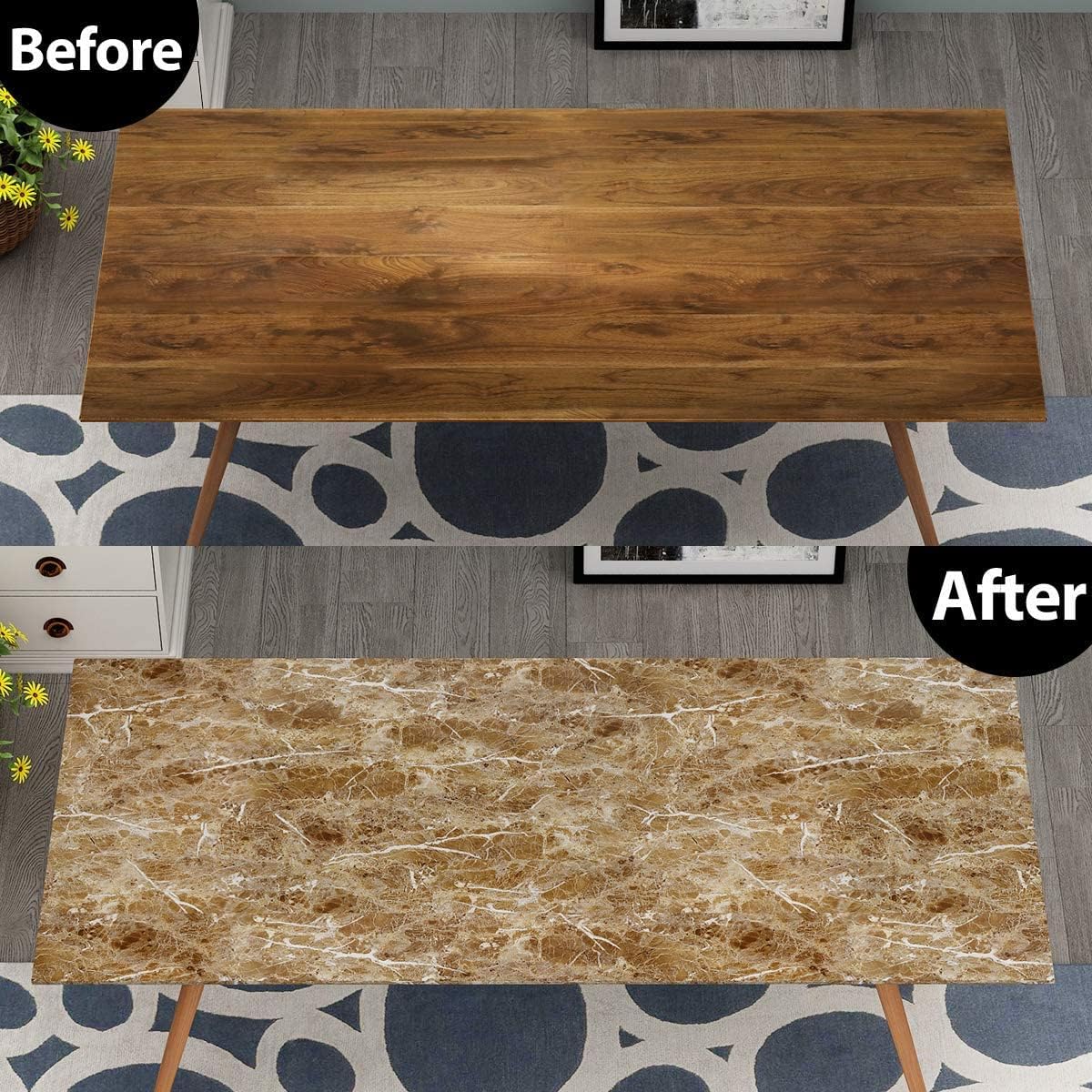 Yenhome Brązowy granitowy papier ścienny, blat roboczy, samoprzylepny, 76 x 300 cm, o wyglądzie granitu, tapeta wodoodporna, do szafek kuchennych, samoprzylepna tapeta, marmur o wyglądzie marmuru, do