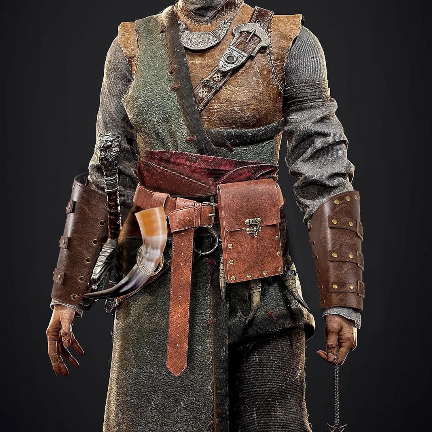 Renaissance Belt Pouch Purse Viking Bracer Hook Halloween Set Medieval Festival Costume Accessory Casual Fanny Pack Waist Bag - Image 2