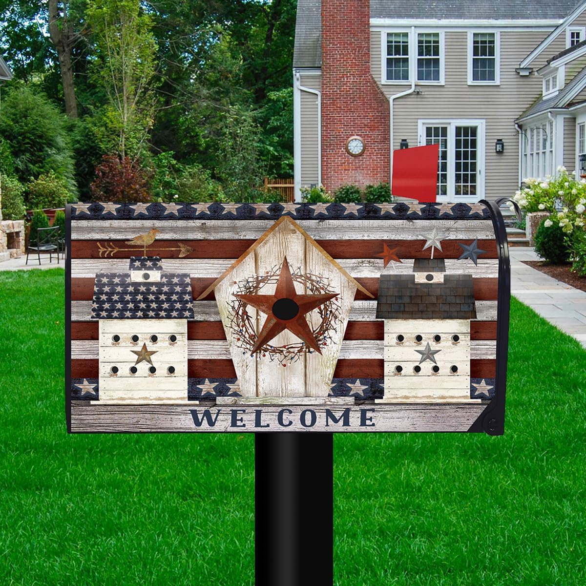 Briarwood Lane Rustic American Birdhouse Primitive Mailbox Cover