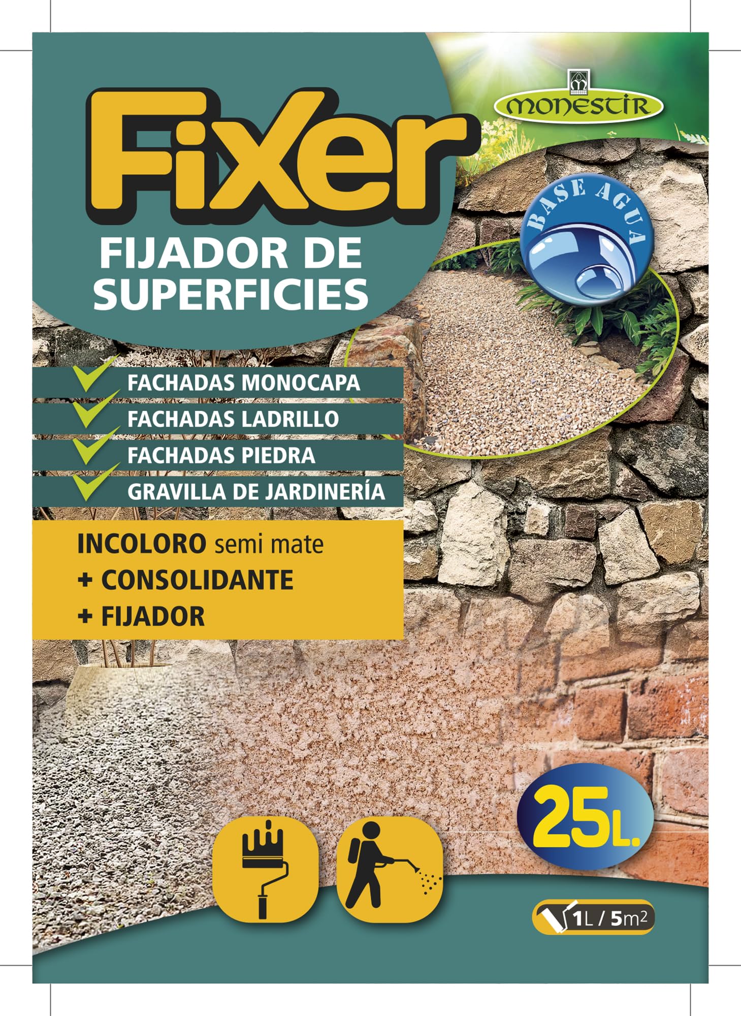 MONESTIR FIXER Fijador de Superfícies Incoloro Semi Mate 25L