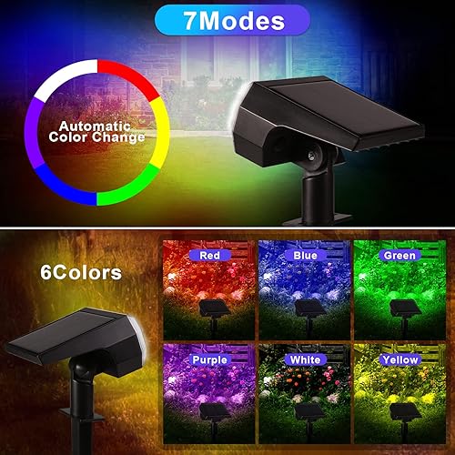Miniatura 3 de Focos solares impermeables para exteriores, 7 modos, IP67, luces solares para exteriores, luces solares para exteriores, luces solares de paisaje,