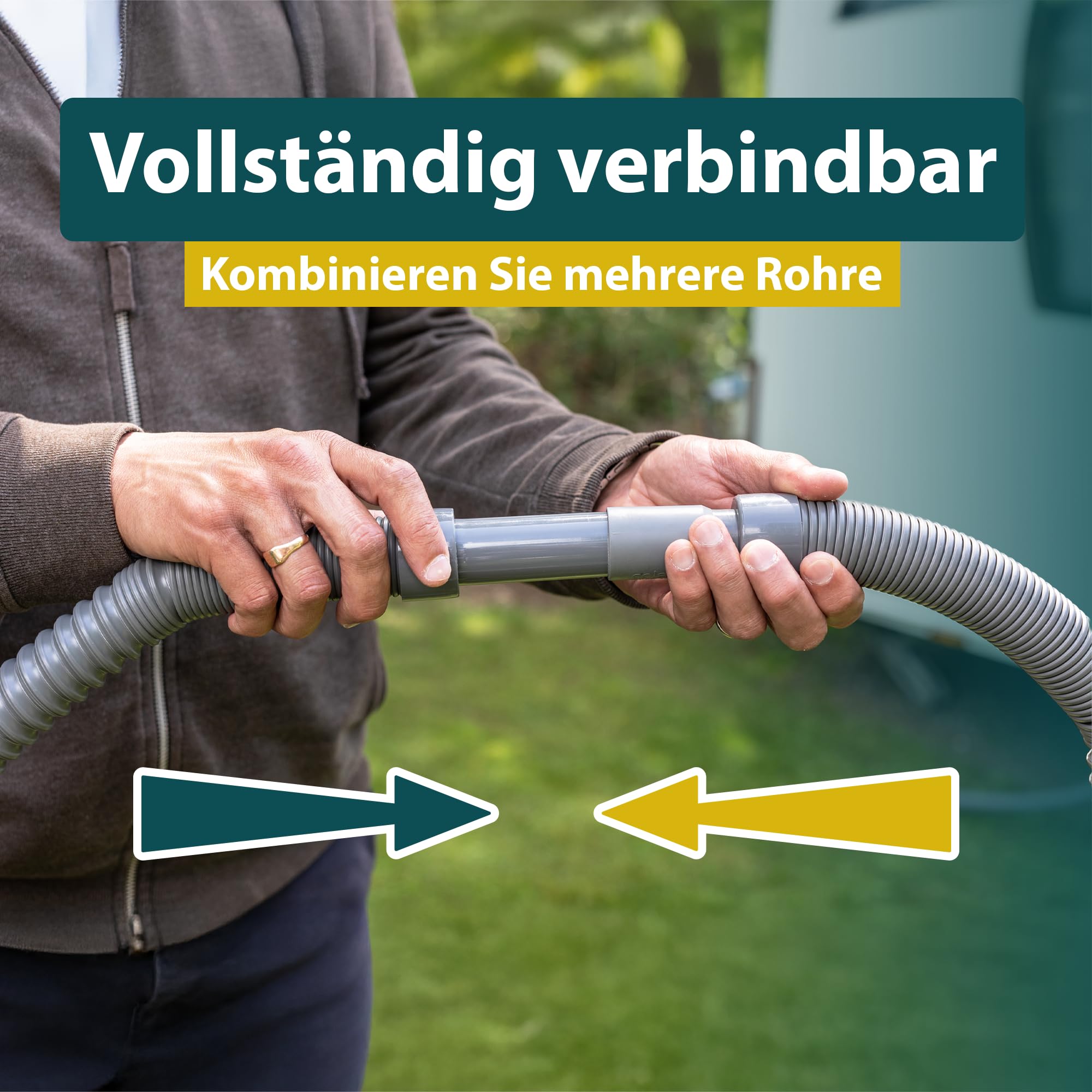 Colapz Flexibler Abwasserschlauch 8m – Zusammenschiebbares & Verlängerbares Abwasserrohrsystem für Wohnmobil, Wohnwagen & Van – Camping Zubehör zur Einfachen Entleerung von Grauwassertanks