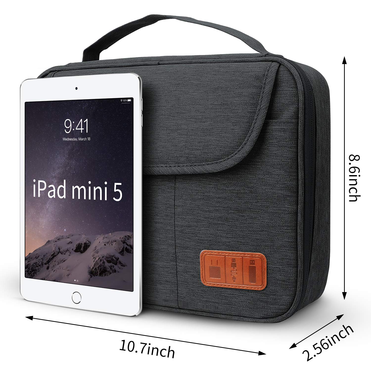 HOLIMET Kabel Organizer Tasche, elektronische Zubehörtasche Doppelschicht für Reisen wasserdichte Kordel Aufbewahrungstasche für iPad, Kindle, Festplatten, Kabel, Ladegeräte, Power Bank und mehr