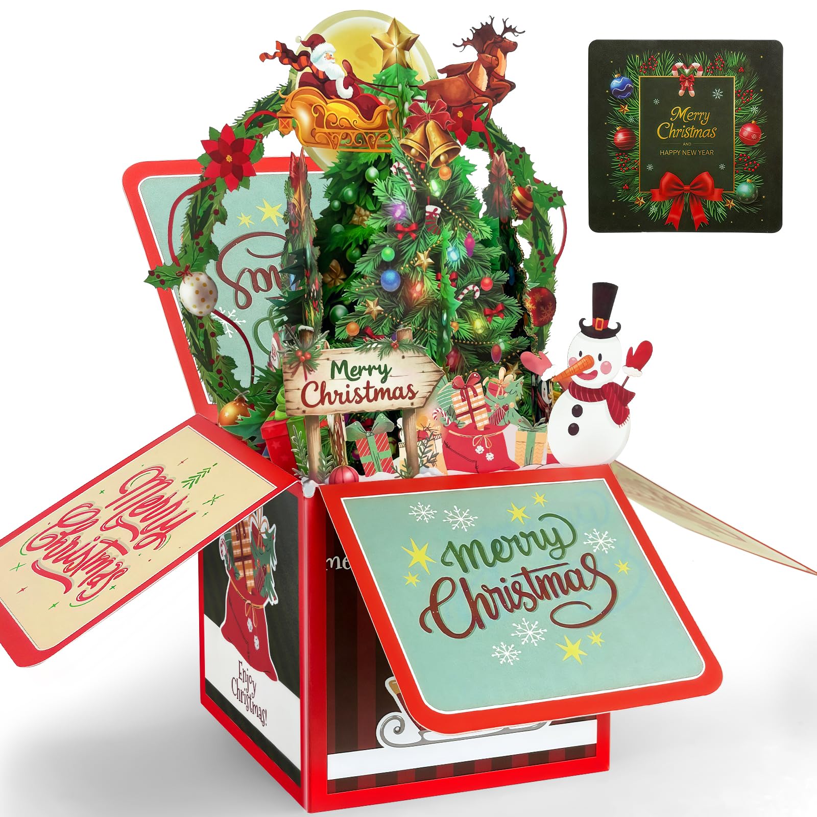 YianHien Christmas Card, Pop Up Xmas Card with 360ยฐ Christmas Tree Design