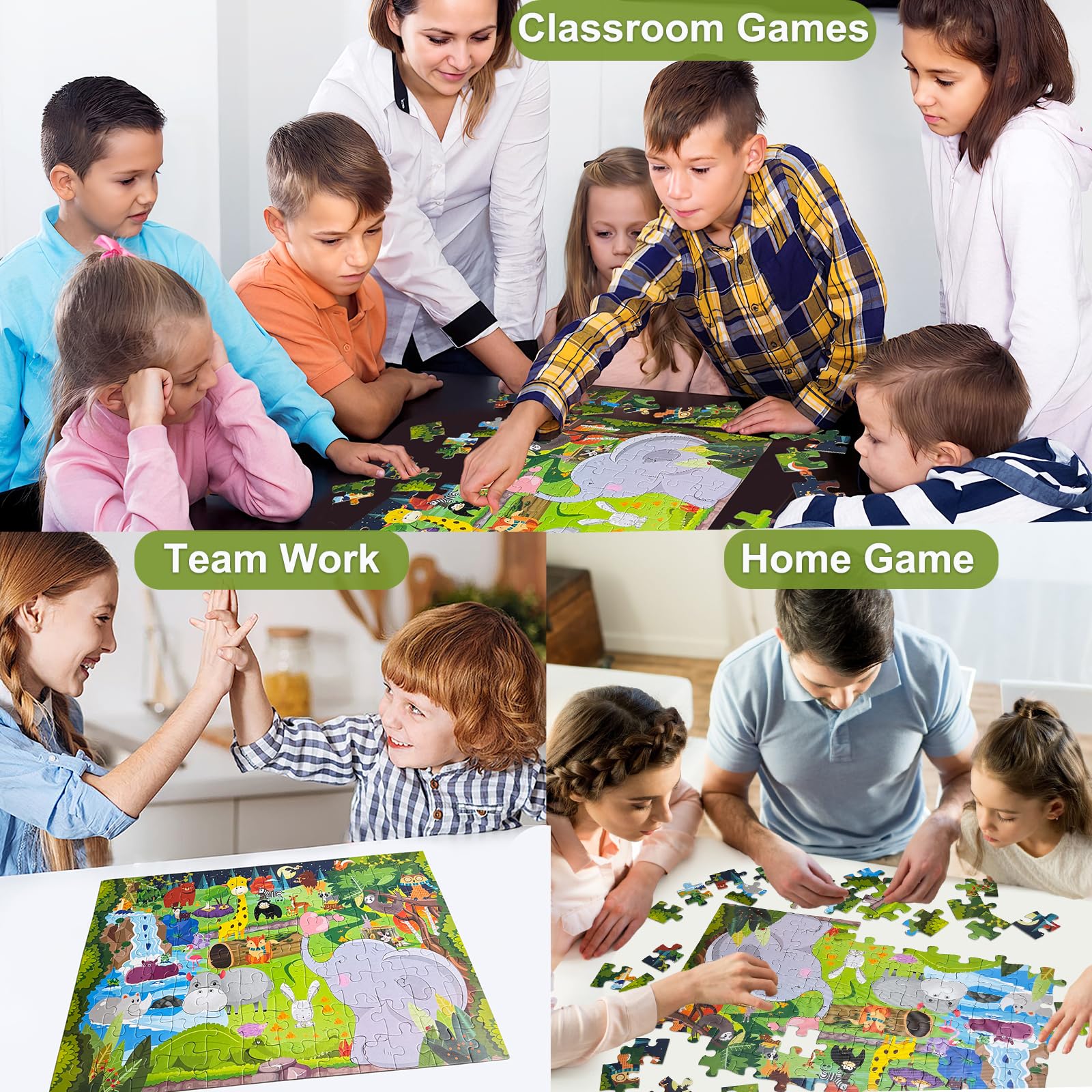 Puzzle dla dzieci od 4, 5, 6 lat, 96 elementów, puzzle podłogowe, świat zwierząt, duże puzzle dla dzieci, prostokątne, puzzle dla chłopców i dziewczynek, prezent dla dzieci w wieku 3-7 lat