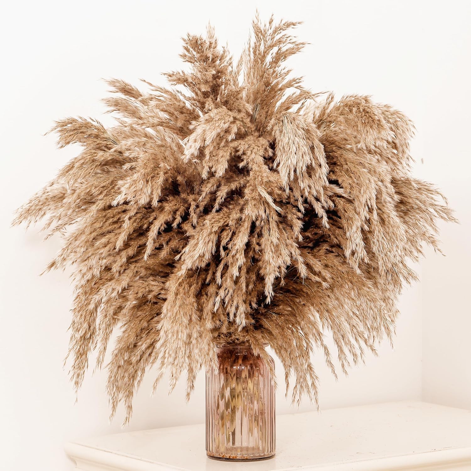 Erba di Pampa Essiccata Naturale, Mazzo Decorativo Boho | Decorazione Boho Chic, Centrotavola Rustico, Tono Beige Naturale, Per Matrimoni e Feste, Composizione Voluminosa