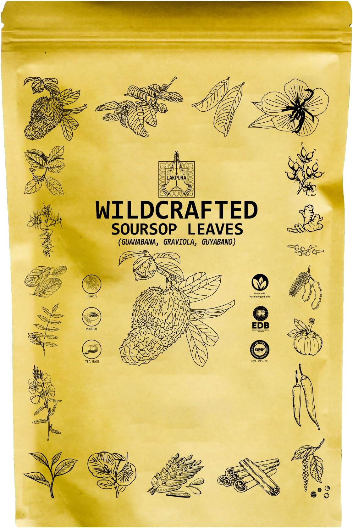 Lakpura® Wildcrafted Soursop (Guanabana, Graviola, Guyabano) Dehydrated 800 Leaves (± 200g, ± 7oz)