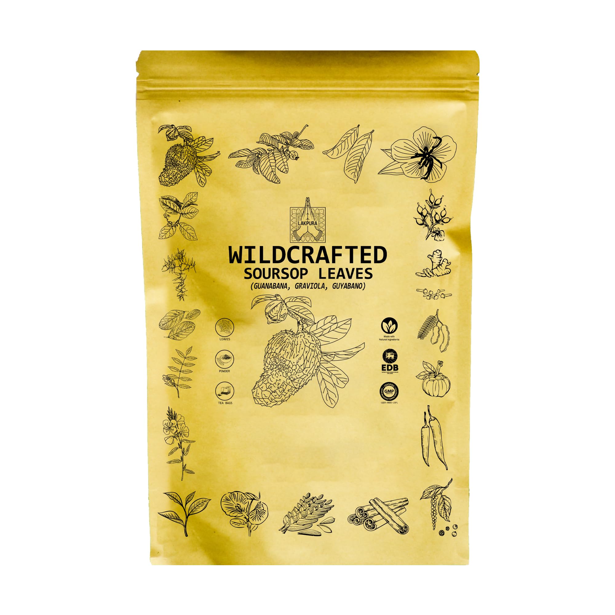 Lakpura® Wildcrafted Soursop (Guanabana, Graviola, Guyabano) Dehydrated 800 Leaves (± 200g, ± 7oz)