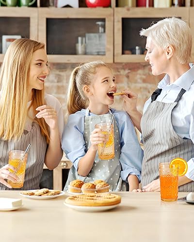Miniatura 6 de Juego de 4 vasos de bebida vintage, vasos altos de 13.7 onzas, cristalería vintage, vasos de ámbar para fiestas, bodas, hogar, oficina y regalo, con