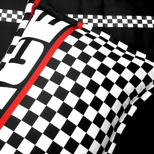 Miniatura 5 de Lush Decor Racing Cars - Juego de edredón reversible de 5 piezas, tamaño matrimonialqueen, color negro