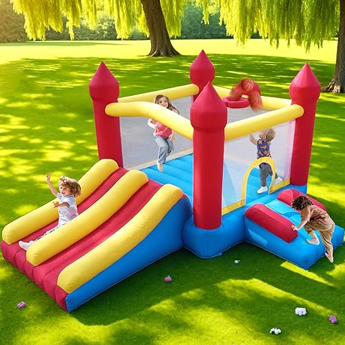 Bounce House with Double Slide,5-in-1 Inflatable Jumping Castle for Toddlers