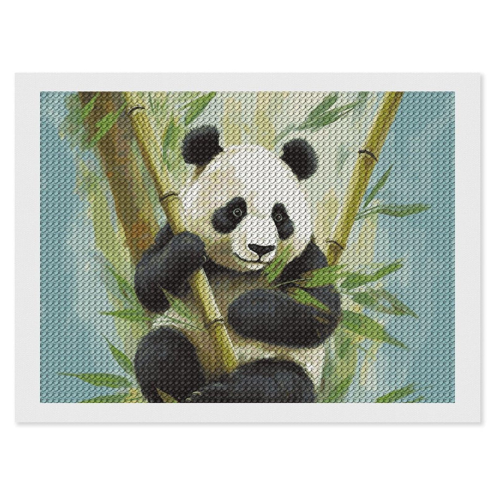 Bamboo with Panda Diamond Painting Kits for Adults, DIY 5D Diamond Painting Kits for Beginners, Round Full Drill Diamond Dots Paintings, Diamonds Pictures Gem Art for Crafts Home Decor 12"x16"