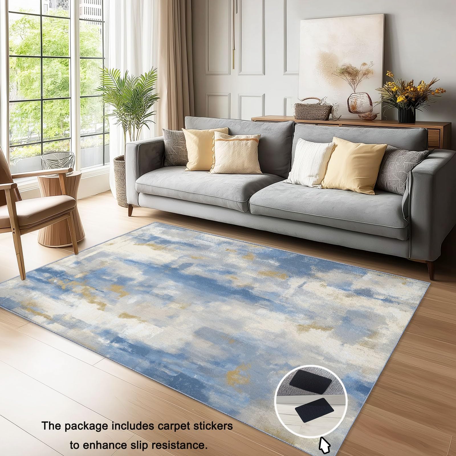 Amazon | 80 x 150 cm 洗濯可能、抽象的な工業ストライプ柄の玄関ラグ