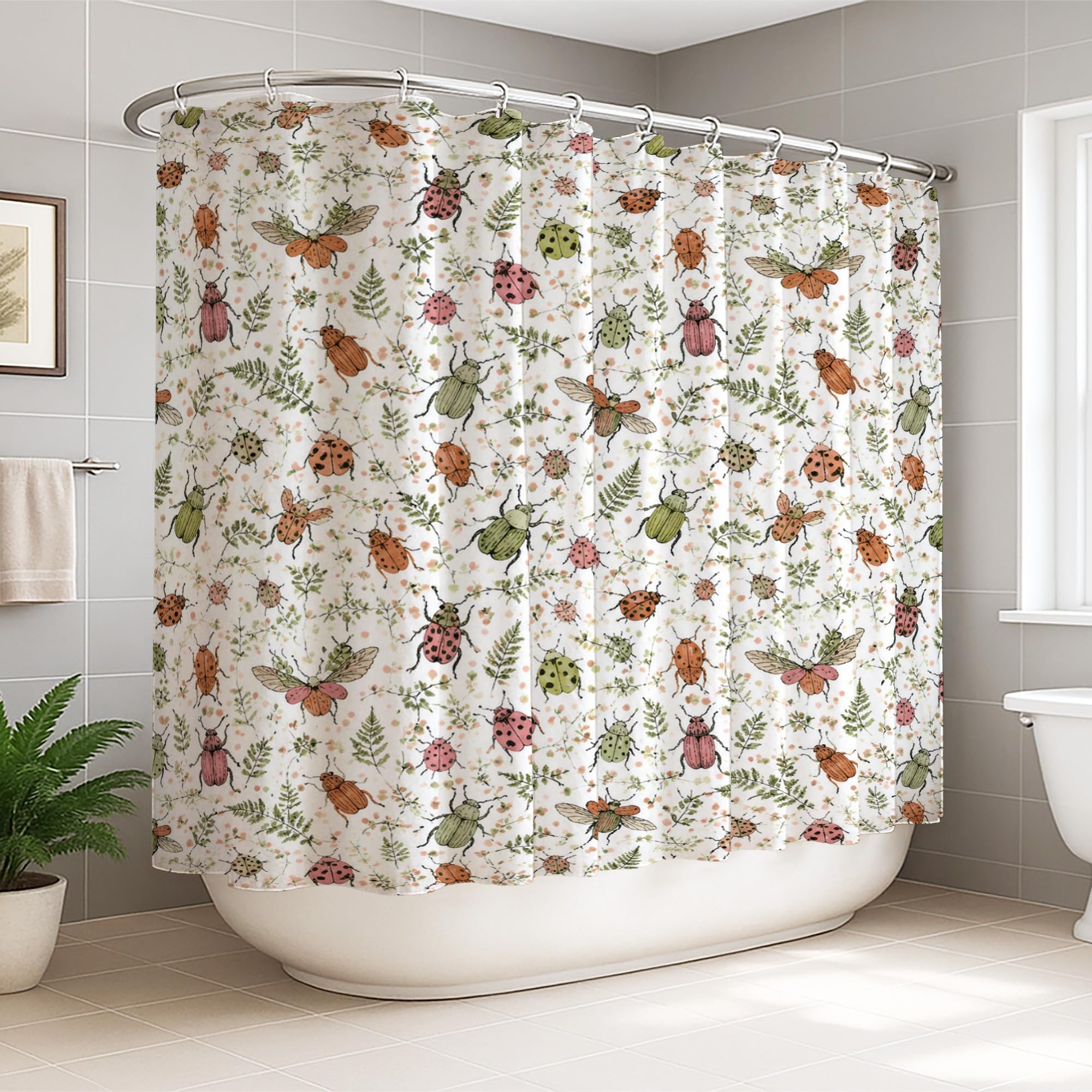 Rideau de douche papillon et coccinelle idéal pour illuminer votre chambre d'amis