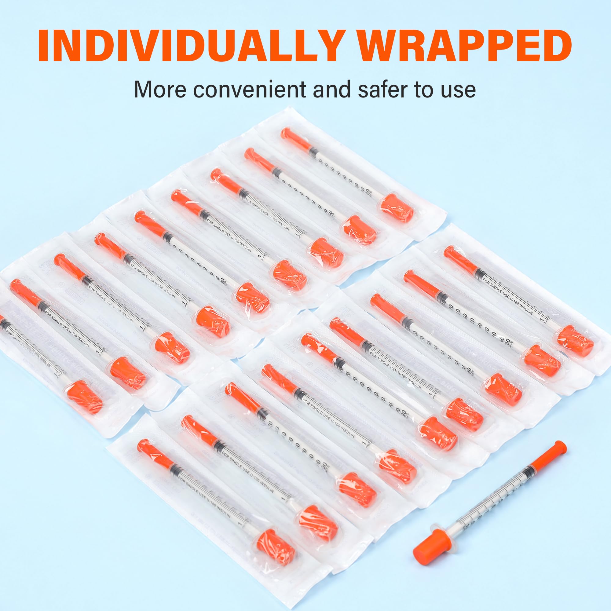100 Stück 1ml 31G 8mm Plastiktube, Einzeln verpackt, Mehrzweck Messwerkzeuge für Laborzubehör, Flüssigkeitstrennung