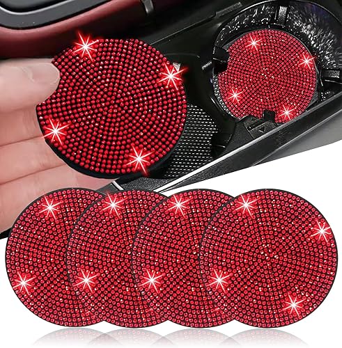 Miniatura 35 de NBTEPEM 2 posavasos de auto con diamantes de imitación, 2.75 pulgadas, antideslizantes, a prueba de golpes, universal, a la moda, para auto, con