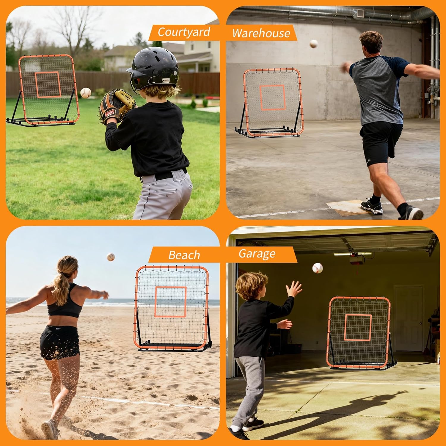 Baseball Rebounder Net, Portable Bounce Back Trainer for Baseball & Softball with 4 Adjustable Return Angles, 4 x 4.5 ft Practice Tool for All Skill Levels - Image 7