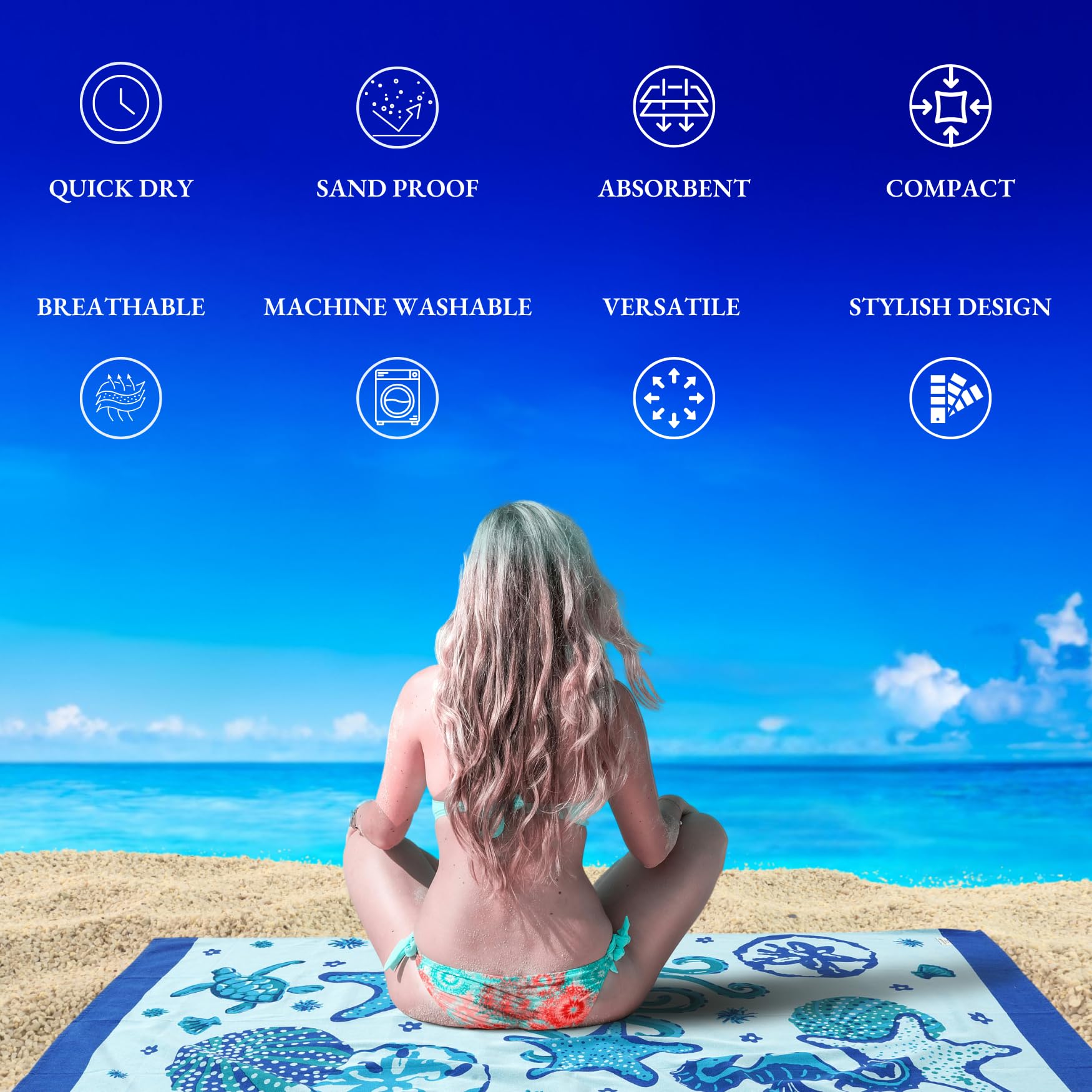 WETCAT Serviette De Plage Turque Originale (99 X 180 Cm) - Peshtemal Prélavé, 100 % Coton, Très Absorbante, Séchage Rapide Et Ultra Douce, Lavable En Machine, Ne Rétrécit Pas, élégante, Respectueuse