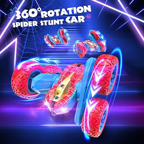 Miniatura 2 de Auto RC para niños de 3, 4, 5, 6, 7, 8, 9, 10, automóvil de control remoto de araña, giro de 360, 4WD, rápido acrobacia, auto RC con headligh,