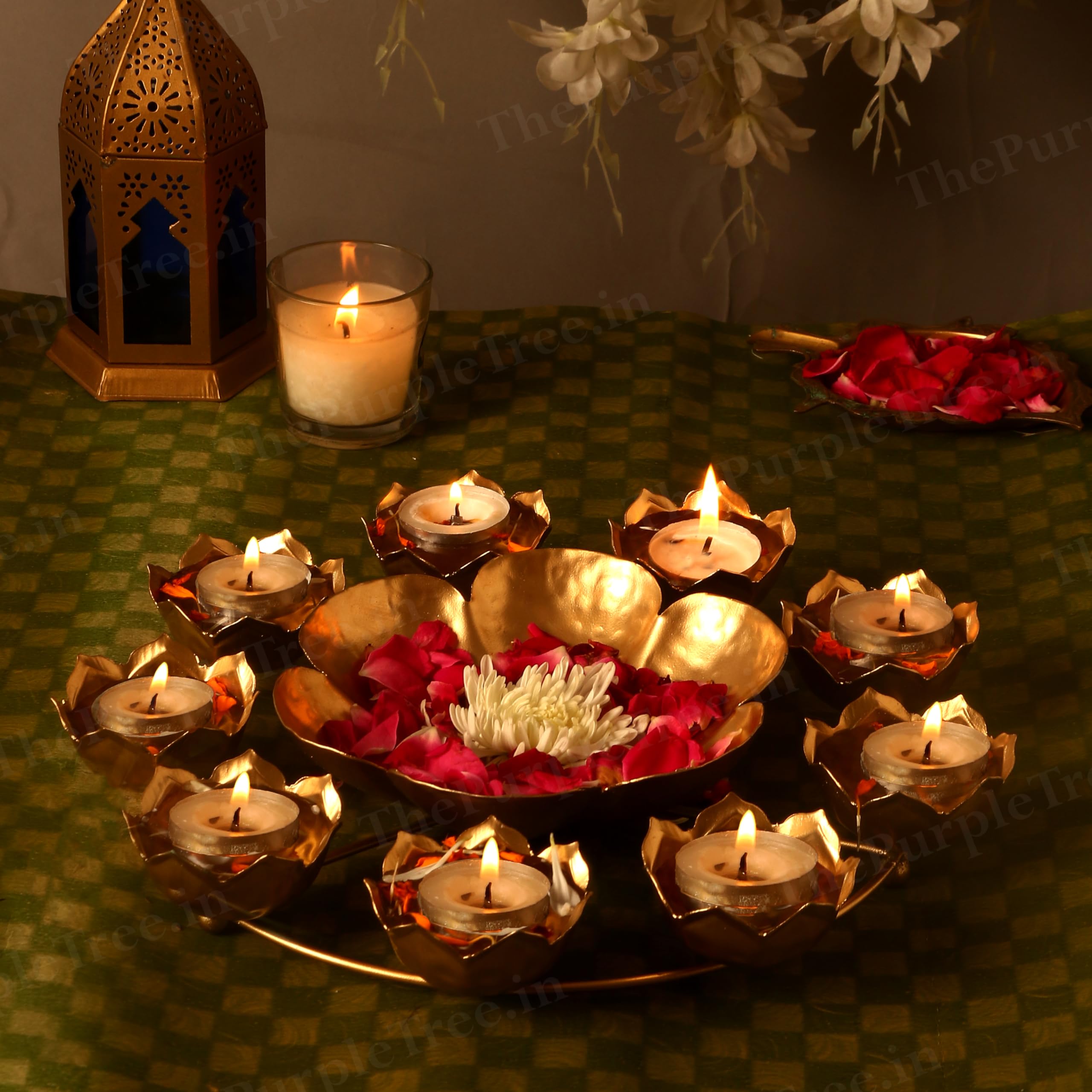 Cuenco Rangoli Urli artesanal de 30 cm para decoración tradicional de Diwali