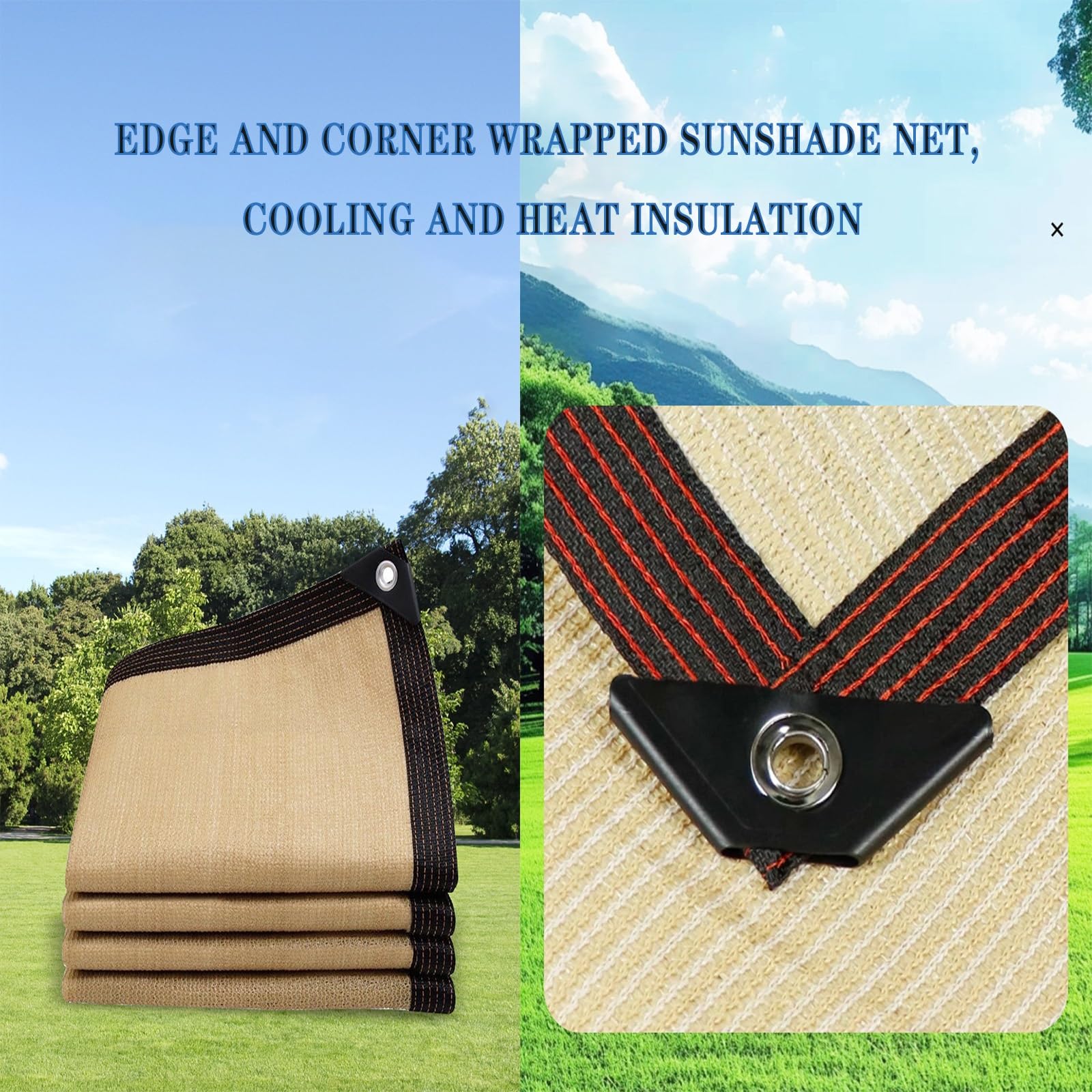 Filet de protection solaire de jardin à 60 % contre les rayons UV – Maille cousue avec œillets, idéal pour les serres et les terrasses, blindage thermique pour plantes, léger et durable