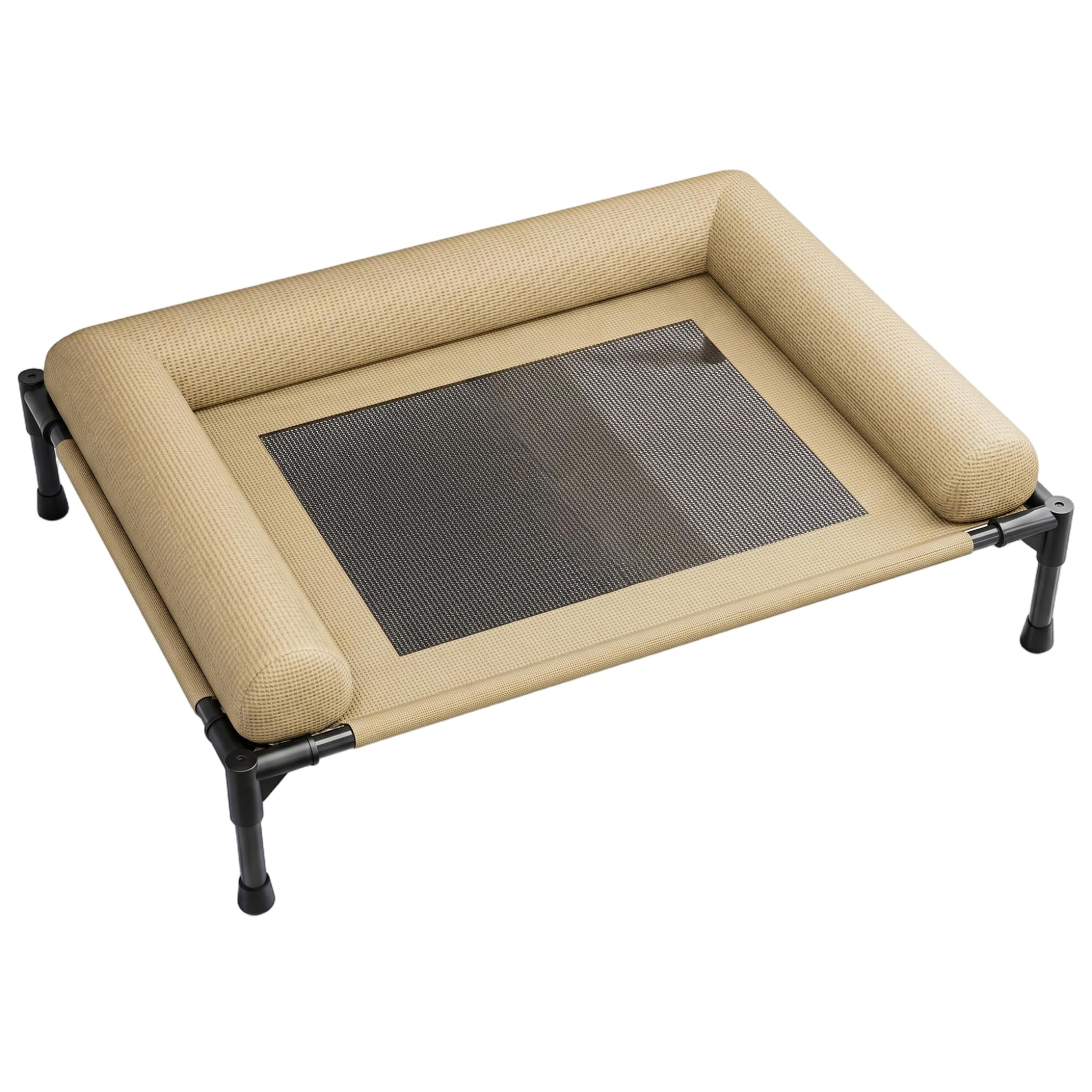 Lit surélevé pour chien avec maille respirante beige lavable et anti-humidité