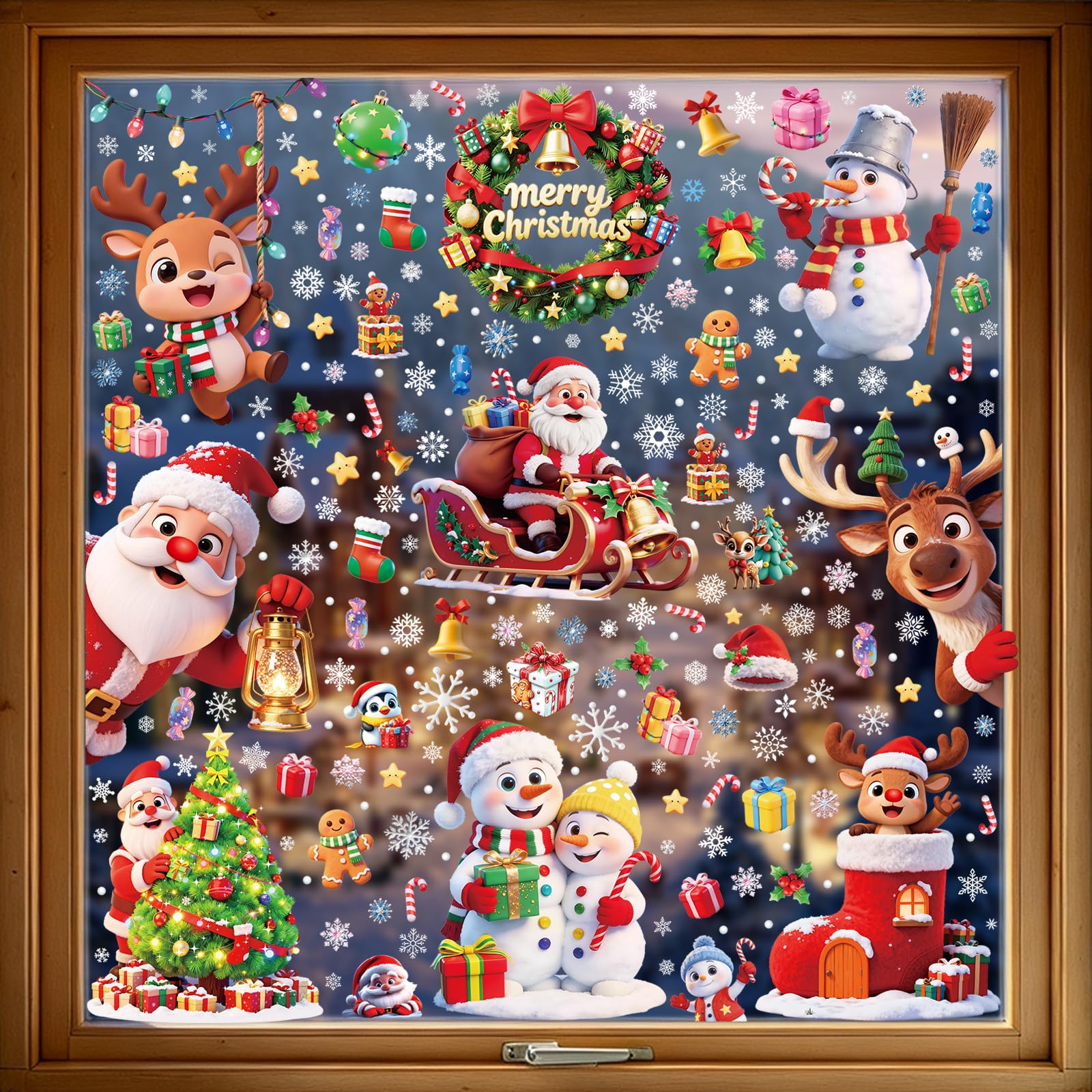265Pcs Christmas Window Stickers 9 Sheets