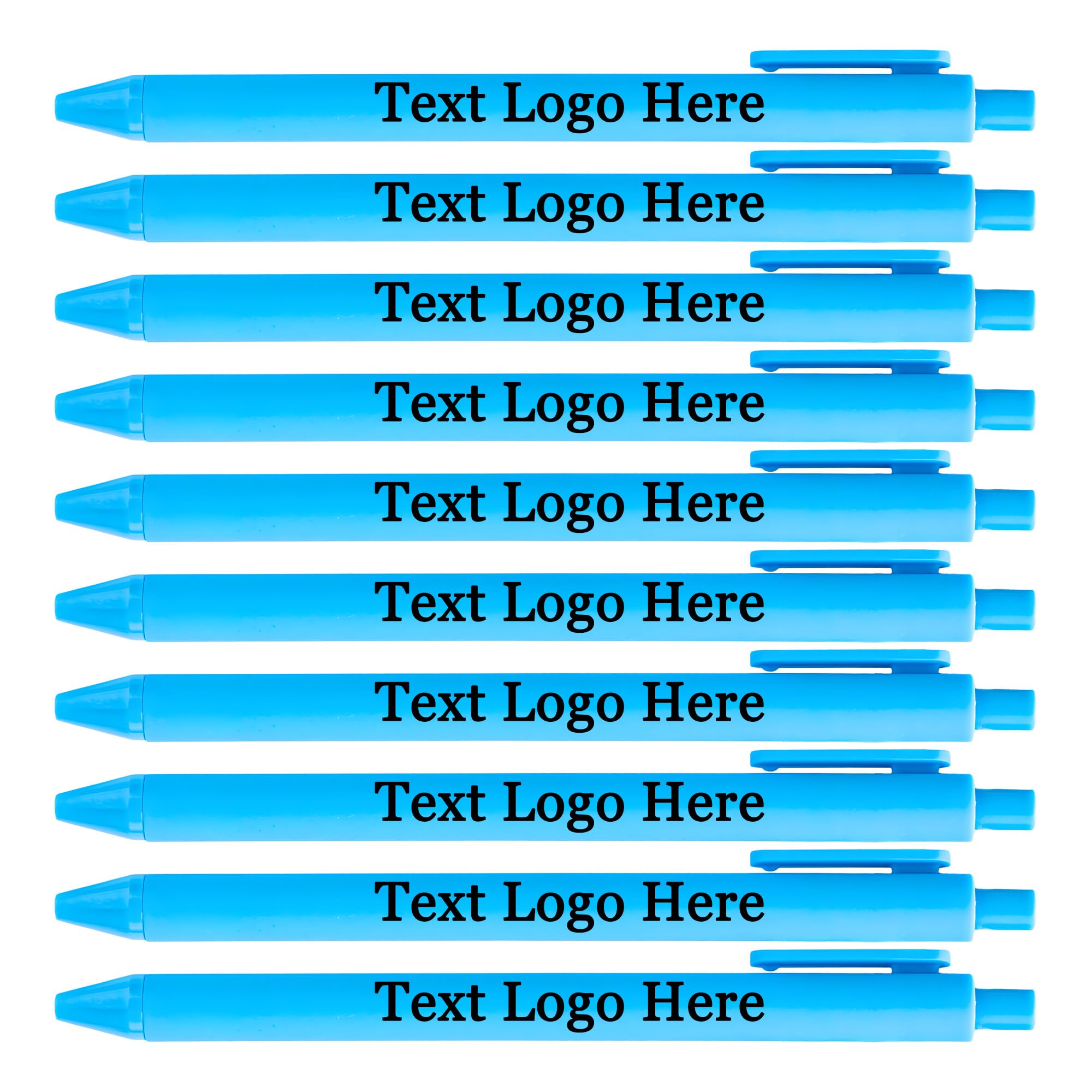 HEYZARDA Personalised Pens with Logo Text Name Bulk Custom Pen for Office Church School Business 100 Pcs, sky