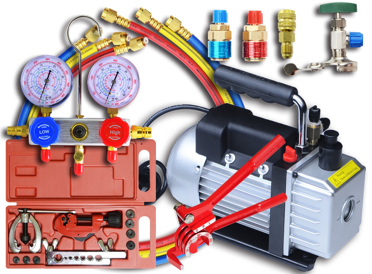 Amazon.co.jp: SEIKOH マニホールドゲージ&電動真空ポンプ60L&フレア