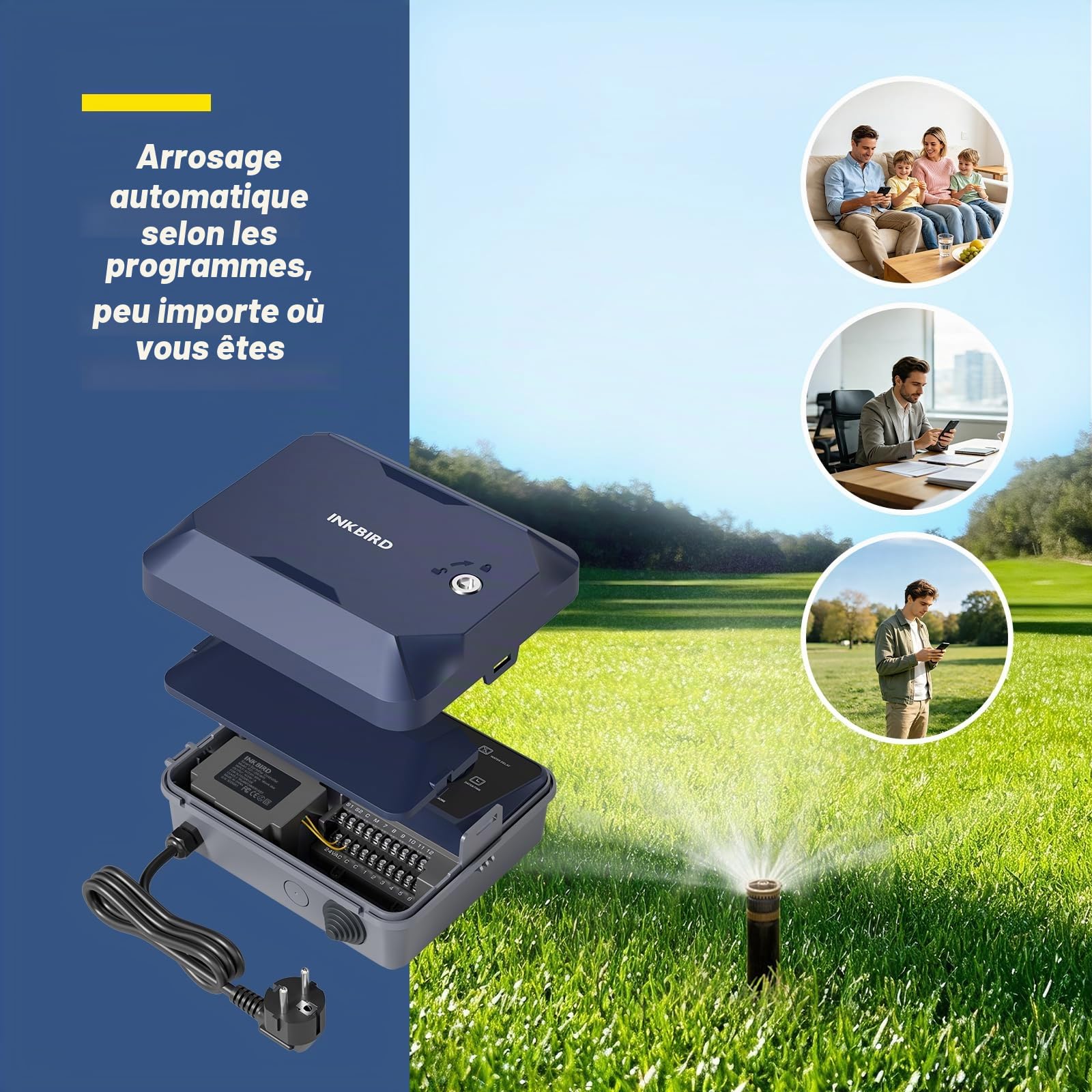Inkbird Programmateur Arrosage Connecté WiFi, 12 Voies, Boîte de Protection | Contrôle APP,16 Programmes d'arrosage,Fonction Météo Intelligente,Minuteur Arrosage Automatique pour Jardin Pelouse