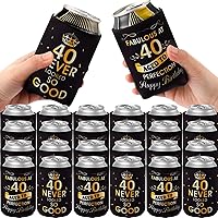Vista 1 de Umigy 24 piezas de fabulosas decoraciones de cumpleaños número 40: recuerdos de fiesta de 40 cumpleaños y fundas para enfriar latas de bebidas