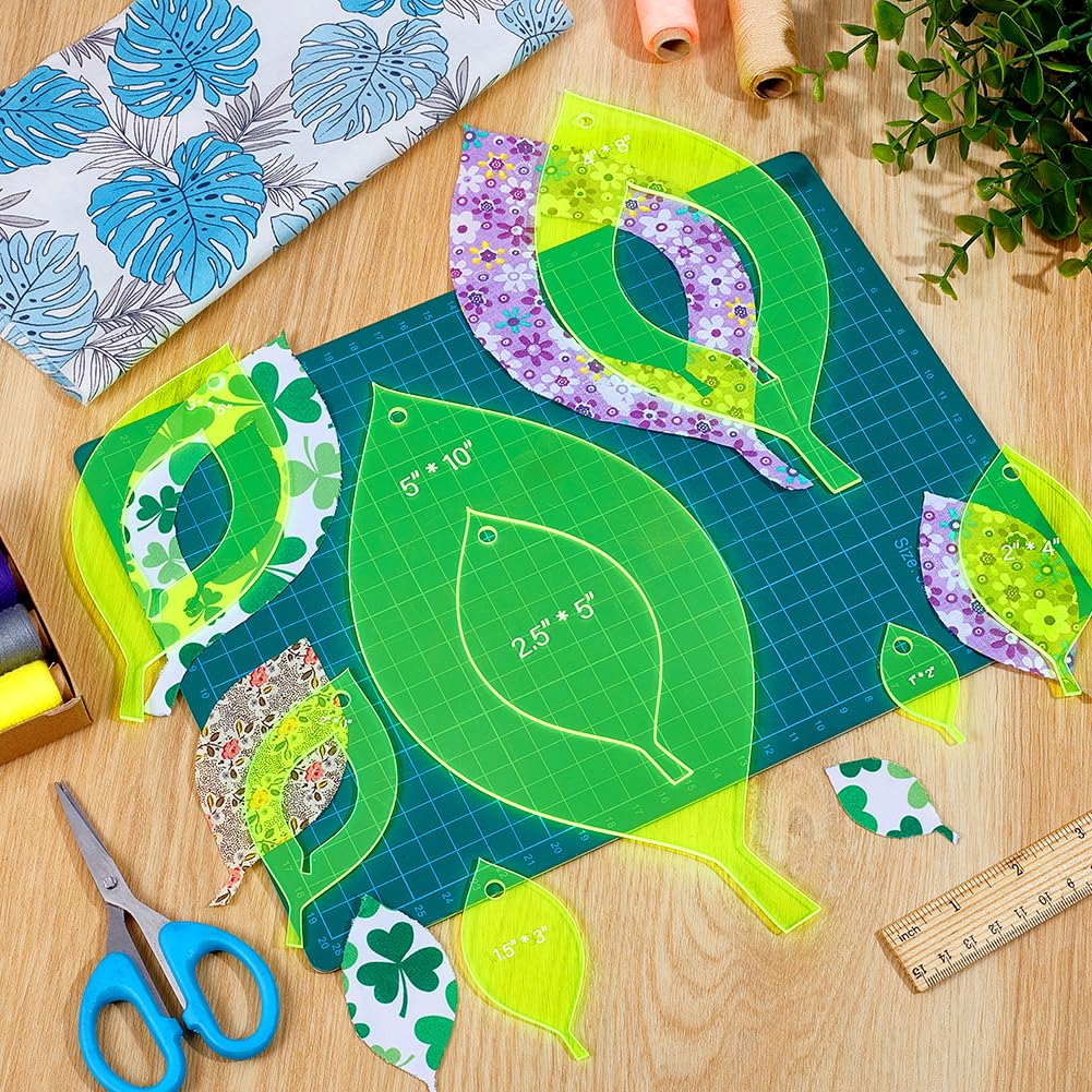 UNICRAFTALE Acryl-Quiltschablonen – 4 Größen, Schleifen-Form, Für Patchwork & Steppdecken – Hellgrün, 2 Mm Dick