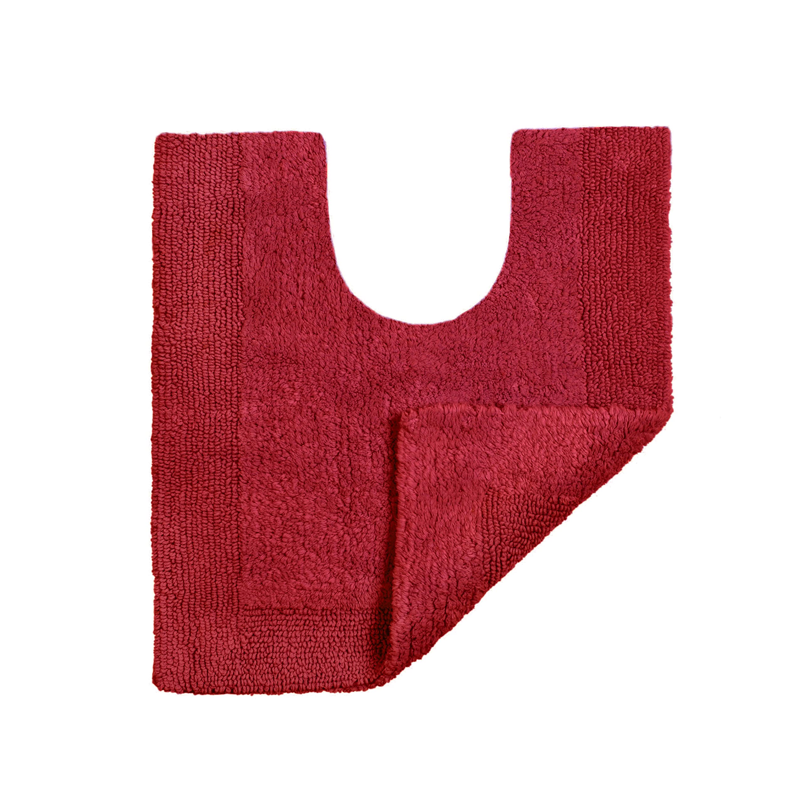 Allure Bath Fashions Cranberry Allure Heavyweight Reversible Pedestal Toilet Mat, 100% Cotton, Super Soft, Washable, Large Size 55Cm X 55Cm ( Red)