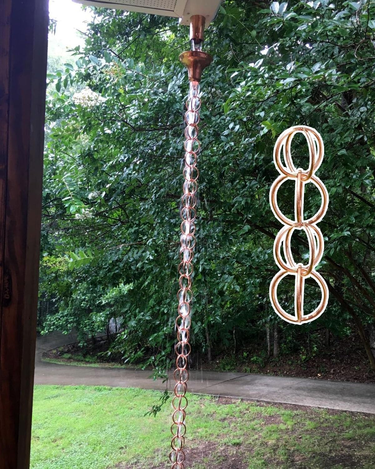 YNBSHGAA Metal Ornamental Gutter Rain Chain, Modern Double Loop Design for Effective Eaves Drainage, Durable Alternative Downspout Solution,Style1-2.6m (8.5ft)