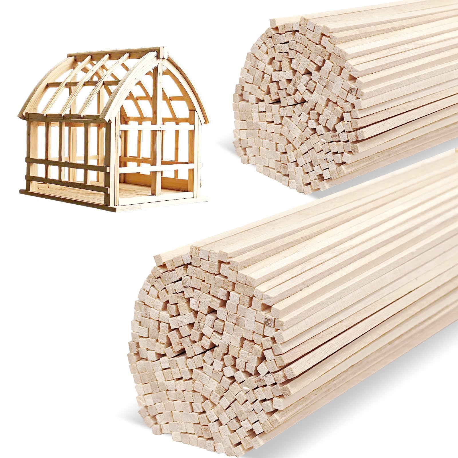 Balsa Wood Sticks - 300 Pack for Crafting & DIY -9