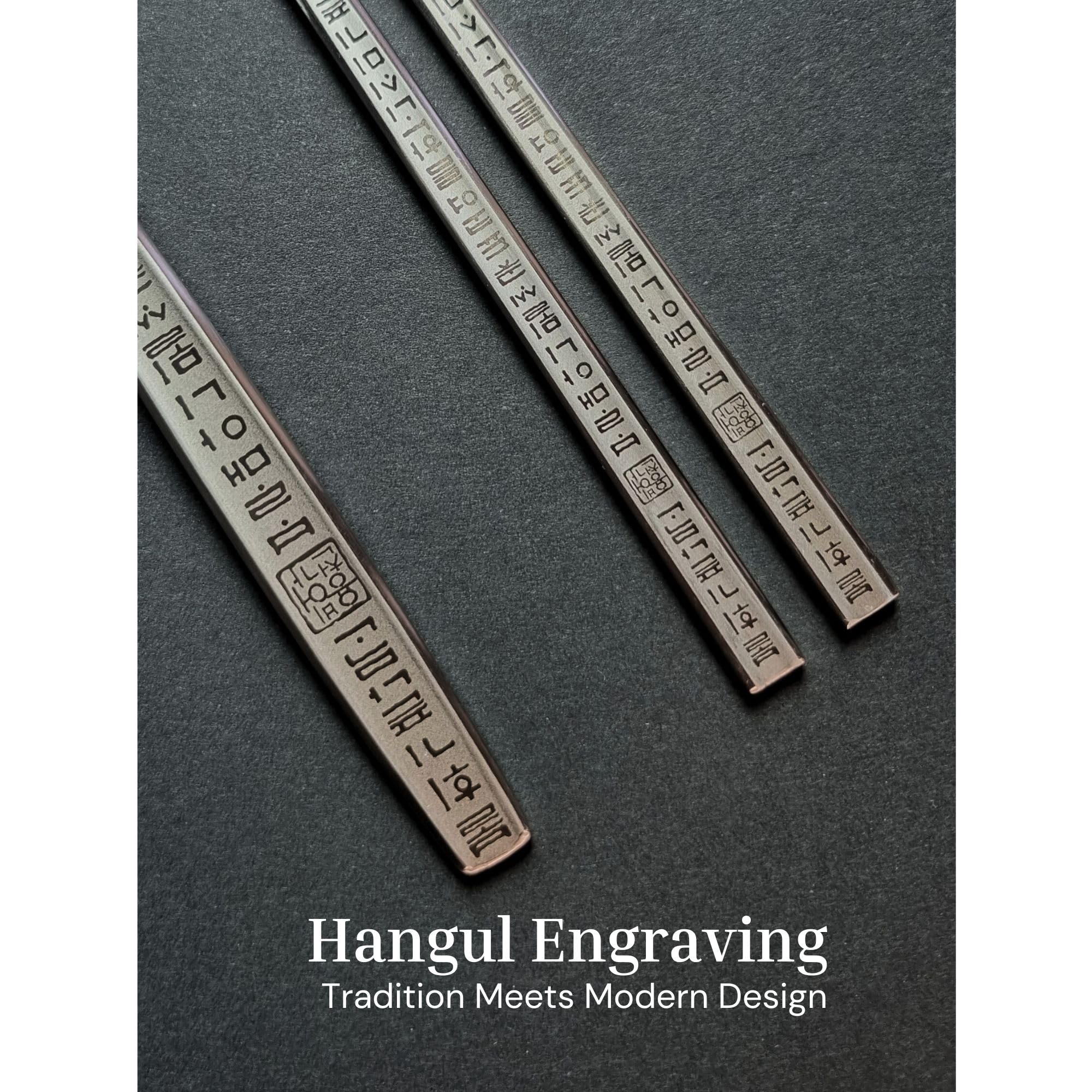 ONGI Korean Spoon and Chopstick 2 Set – Premium 18/10 Stainless Steel – Hangul Design – Gift-Ready – Made in Korea – Dishwasher Safe (Yongbi Silver 2 Set) — Amazon image 4