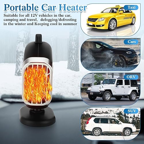 Miniatura 7 de 3 piezas 12v 150w calentador de coche que se conecta al encendedor de cigarrillos 2 en 1 calentador de coche portátil y descongelador 12v calentador