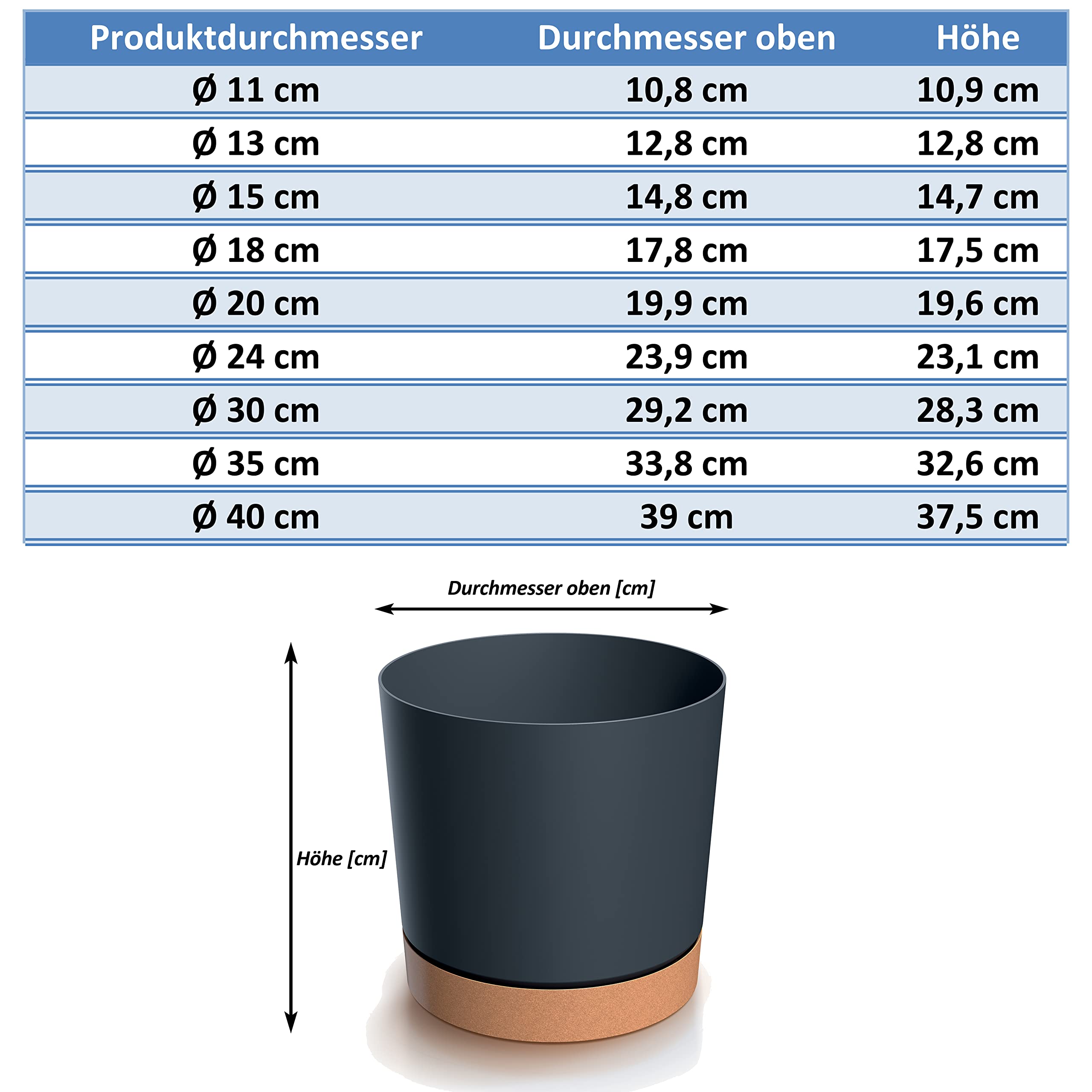 Tymar Bloempot, sierpot, set van 2, ronde vorm (2 stuks), oceaan, diameter 40 cm