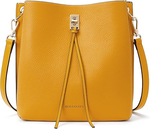 BOSTANTEN Bolsos de cuero para mujer, bolsos de mano de diseñador para mujer, bolso cruzado de hombro para el trabajo diario, Bolsas de cubo