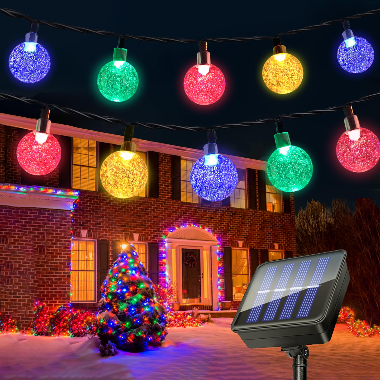 Guirnaldas Luces Exterior Solar, 8M 30 LED Guirnalda Solar Exterior, 8 Modos IP65 Impermeable Cadena de Luces Solares para Decoracion Jardín, Patio, Navidad, Boda, Fiesta (Multicolor)