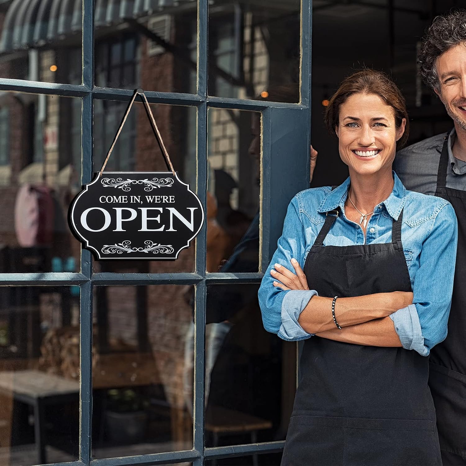 Rustic Wooden Store Open and Closed Business Sign Two Sided Reversible Come in We're Open - Image 4
