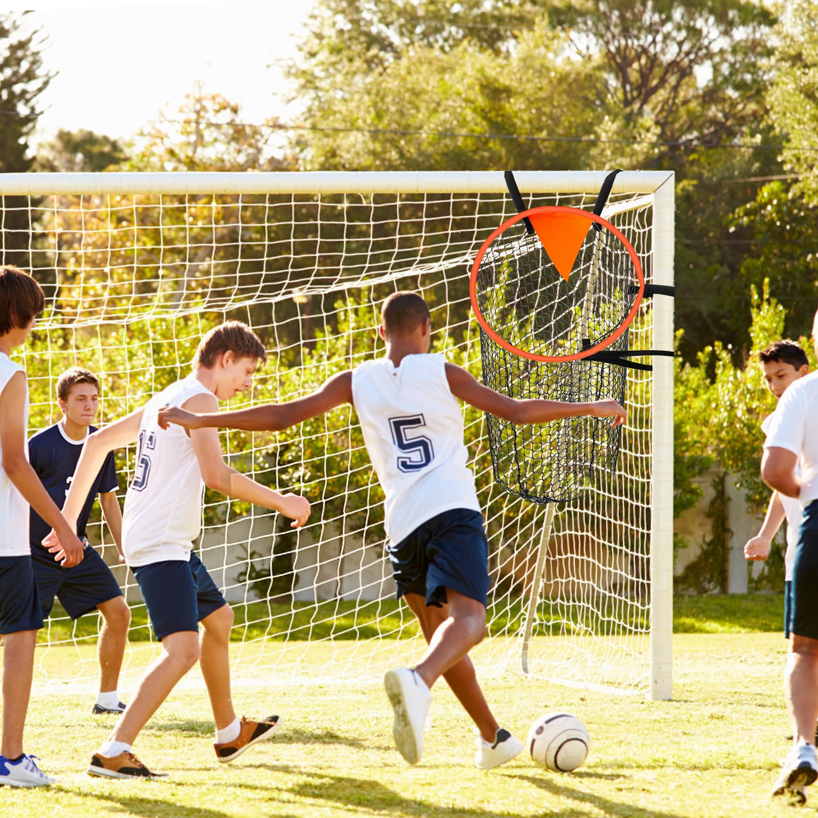 Lot de 2 Cible Football, Filet de Football Pliable, Filets Cible But avec Sangles Réglables, Lancer des Coups Pied Précision Cible pour Tirs, Adapté pour Enfants et Adultes (Orange + Jaune)