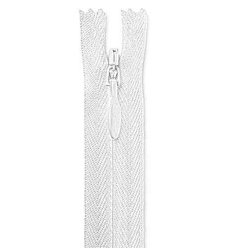 9 Inch Invisible White Nylon Zipper for Crafts and Sewing
