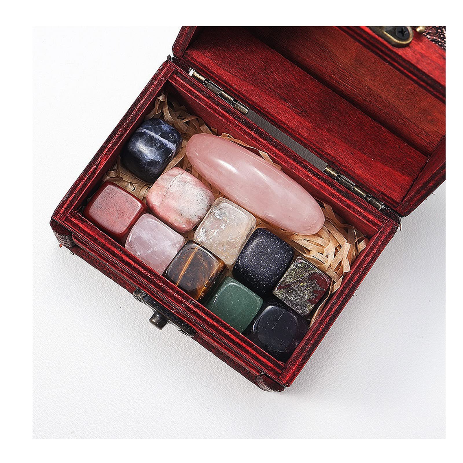 Decoración para el hogar con piedras de cristal de cuarzo rosa y set chakra