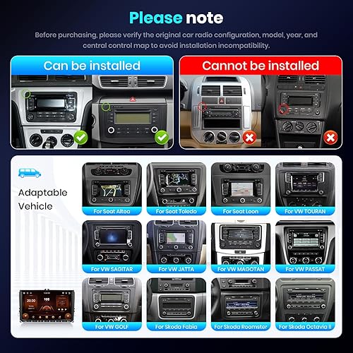 Miniatura 3 de podofo Unidad principal de navegación GPS estéreo de coche 9 pulgadas pantalla táctil para VW Skoda Octavia Golf Touran Passat B6 Jetta Polo Tiguan