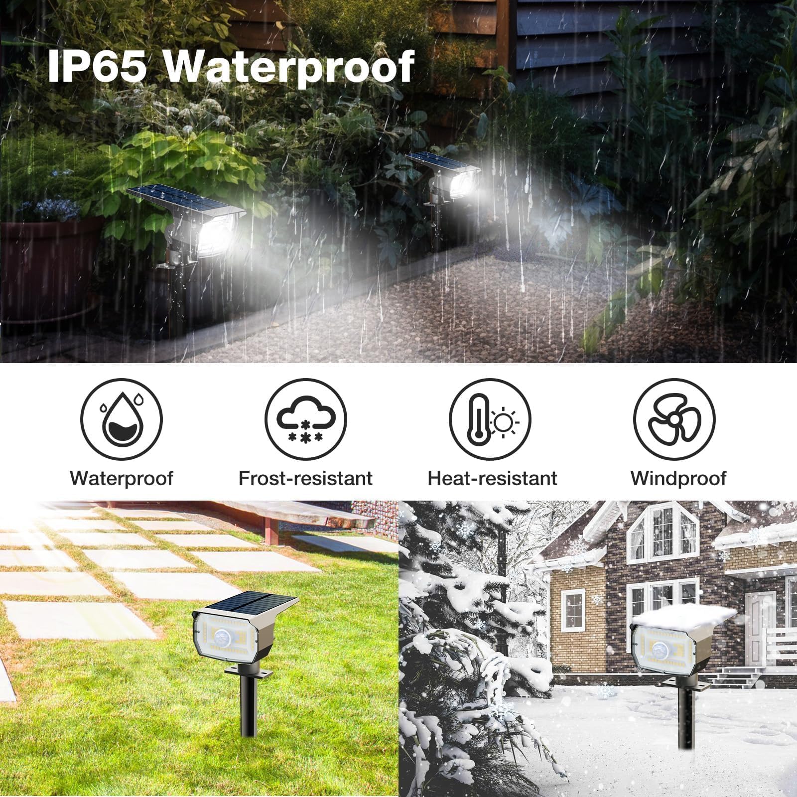 Lampe Solaire Exterieur Detecteur de Mouvement Lot de 4 - Spot Solaire Extérieur Puissant 56 LED/3 Modes Étanche Réglable pour Jardin Chemins Blanc Froid