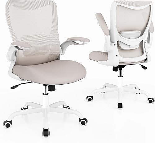 Miniatura 6 de Silla de oficina, silla de escritorio ergonómica con soporte lumbar ajustable y reposabrazos abatibles, silla de computadora de malla transpirable
