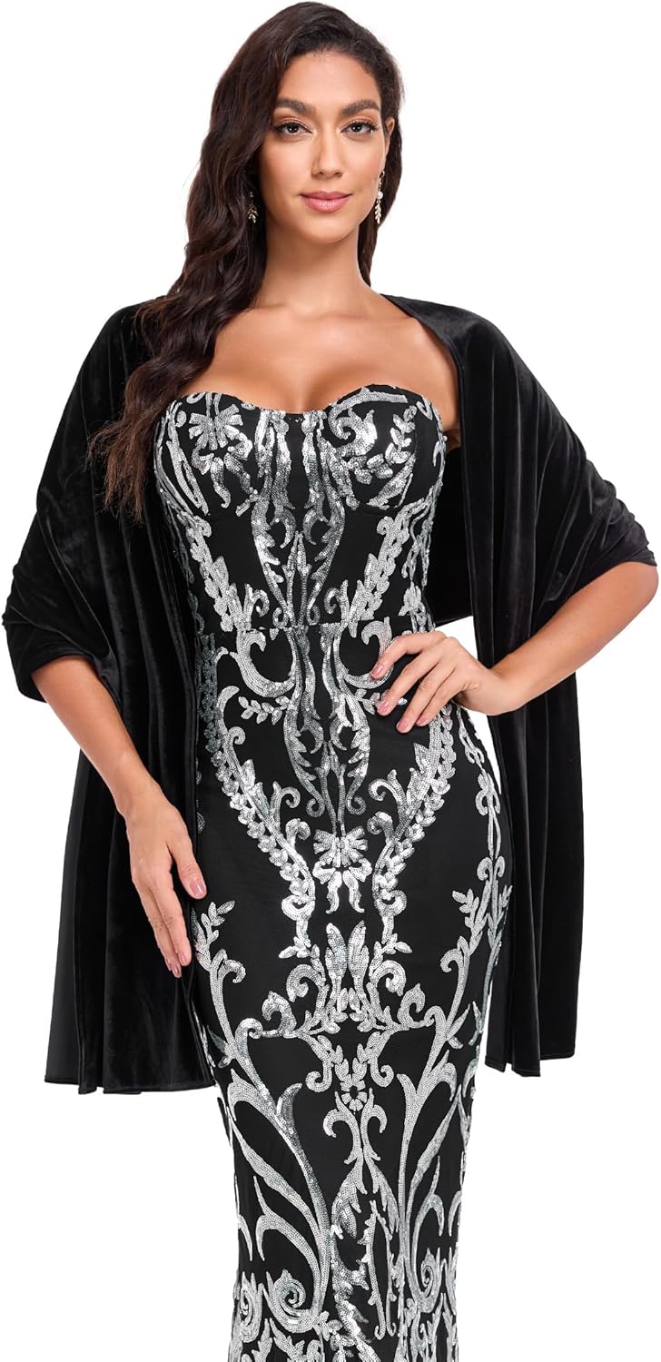 Velvet Shawl Wraps for Women Evening Wedding Bridal Bridesmaid Winter Warm Shawl Formal Cover Up - Image 4